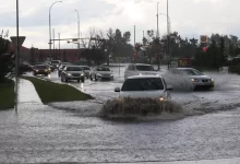 flooded, road, flood