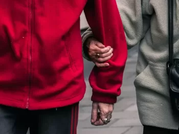 person wearing red jacket