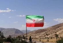 Iranian Flag over Archaeological Site - Bishapur - Southwestern Iran