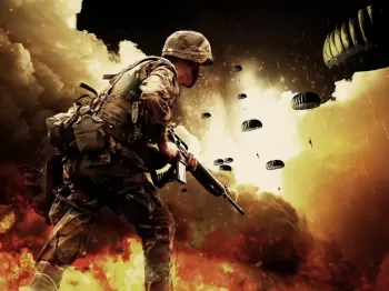 war, soldiers, parachutes