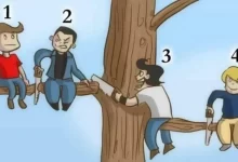 Obrázek se 4 muži sedícími na stromě