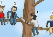 Obrázek se 4 muži sedícími na stromě