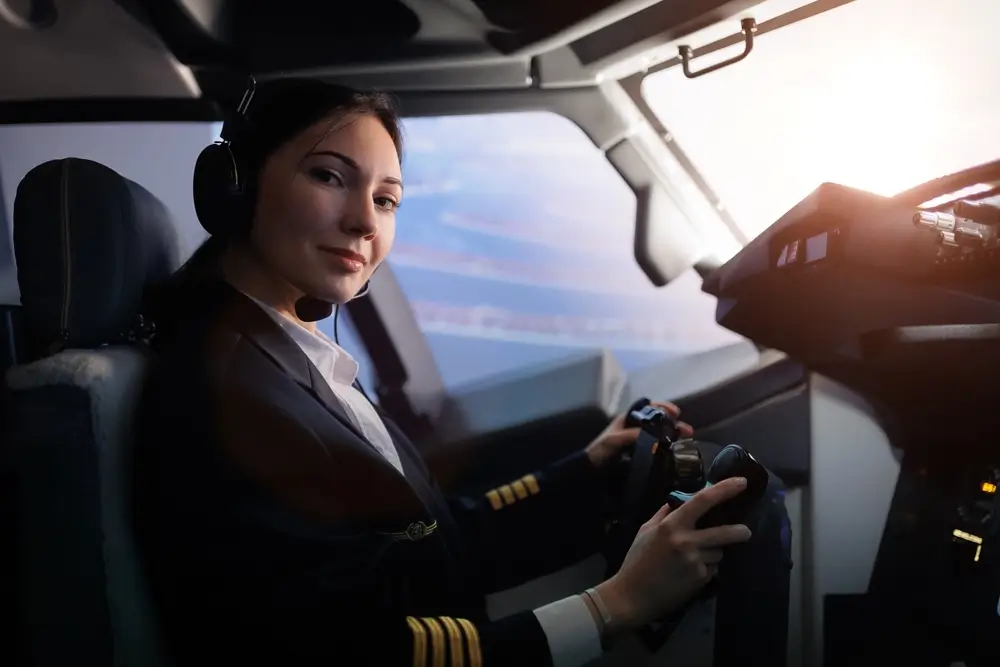 shutterstock_2445924437 - Pravda24 Pilotka v kokpitu letadla.