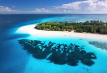 letecký pohled na ostrov Zanzibar