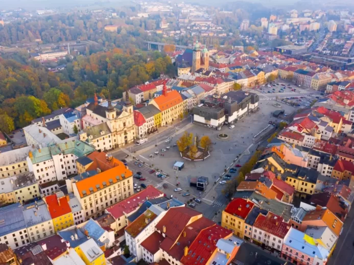 Letecký pohled na srdce Jihlavy