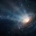 Detailní záběr na spirální galaxii v hlubokém vesmíru s jasným středem a proudy hvězdného prachu