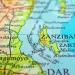 Mapa pobřeží východní Afriky s vyznačeným Zanzibarem