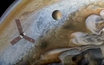 Pruhy viditelné na Jupiteru, fotografie z družice.