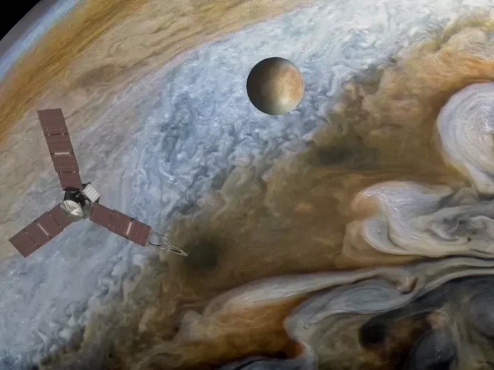 Pruhy viditelné na Jupiteru, fotografie z družice.