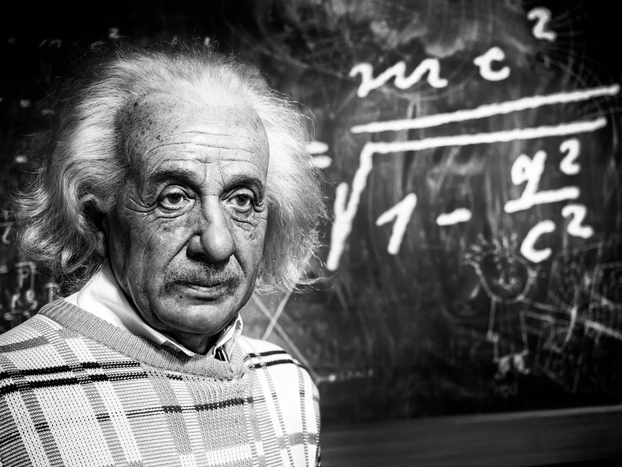 Socha Alberta Einsteina v muzeu voskových figurín.